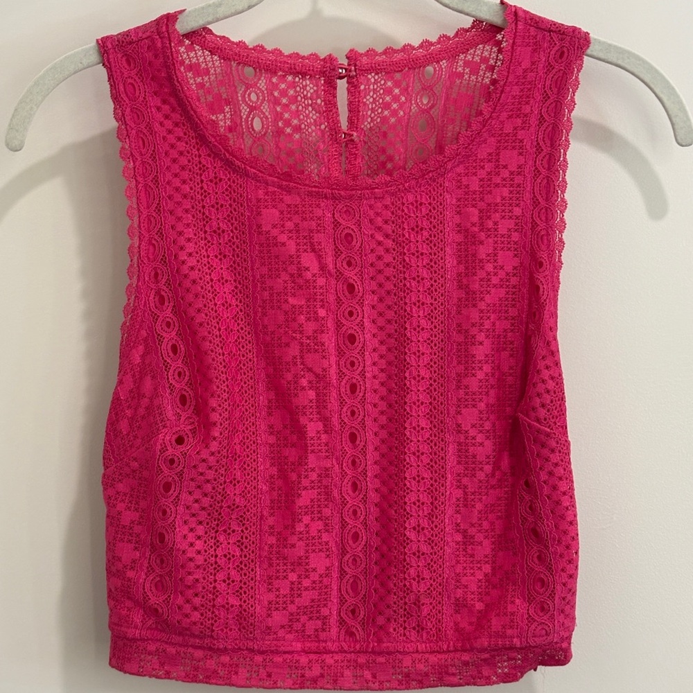 bebe Lace Crop Top – XS – Shocking Pink Fuchsia💖